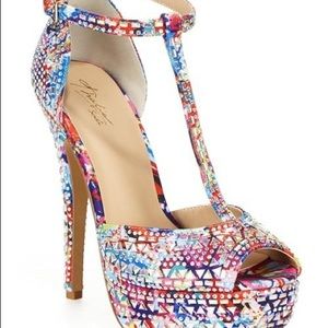 All-over rhinestones platform sandals by Thalia
